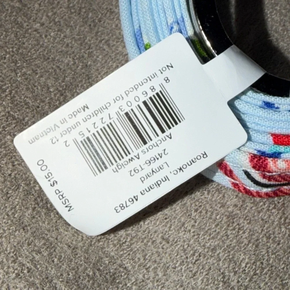 Vera Bradley Lanyard Anchors Aweigh Blue Nautical Floral ID Key Holder 24166-T92